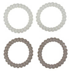4 Pack Fitness Hair Accessories - Curly Hair Ties, Grey & Brown