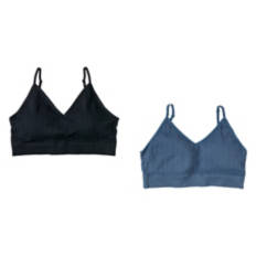 2 Pack Ladies Everyday Seamless Bra- Black & Blue, XL
