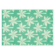 5' x 7' Reversible Indoor/Outdoor Rug - Teal Palm Trees