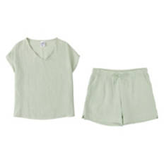 Ladies Cotton Gauze Pajama - Green, M