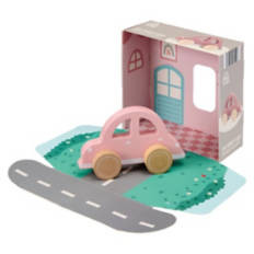 Pink Wooden Car Pull Toy