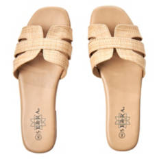 Ladies Woven Slide Sandals - Tan, 8