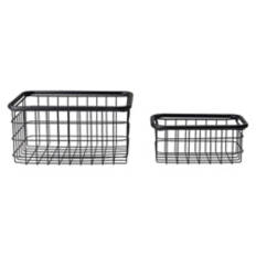 2 Pack Stacking Wire Storage Baskets, Black