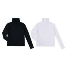 2 Pack Ladies Turtleneck Top - Black & White, M
