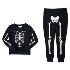 Children's Halloween Pajama Set - Black Skeleton, S