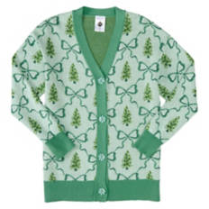 Ladies Holiday Cardigan - Christmas Tree, L