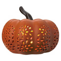 LED Ceramic Pumpkin - Orange Angle