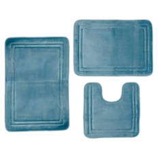 3 Piece Memory Foam Bath Mats, Blue