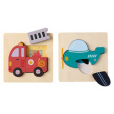 2 Pack Wooden Puzzles - Fire Truck & Plane