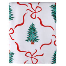 60" x 104" Holiday Cotton Tablecloth - Trees