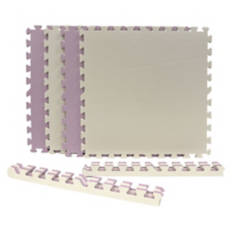 4 Pack Interlocking Foam Floor Tiles, Lavender & Cream
