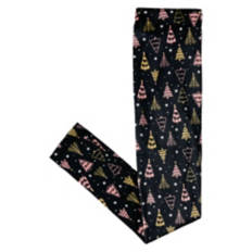 Ladies Holiday Ultra Plush Leggings - Black Printed, S
