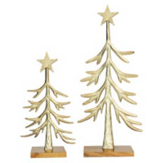 2 Piece Sculpted Metal Tree Set - Gold Finish