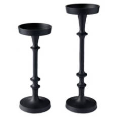 2 Pack Candle Holder, Matte Black Pillar