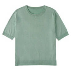 Ladies Short Sleeve Lurex Top - Green, L