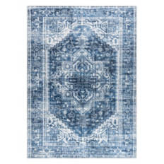 5' x 7' Chenille Washable Area Rug - Navy Traditional