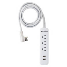 3 Outlets & 2 USB Port Fabric Power Extension Cord, White