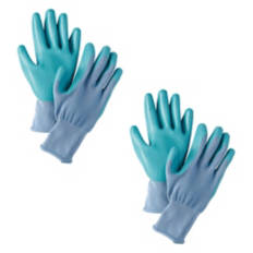 2 Pack Nitrile Gardening Gloves - Blue, M