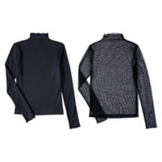 2 Pack Ladies Sheer Layring Tops - Black & Gray, XL