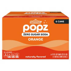 Popz Zero Sugar Soda Orange 6pk