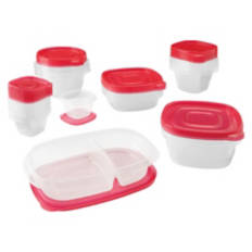 50 Piece Food Storage Containers - Red Lid