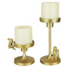 2 Pack Bunny Metal Candle Holders, Gold