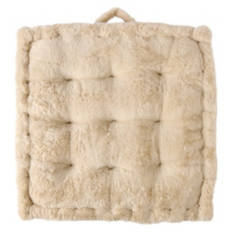 Reversible Floor Pillow, White Faux Fur