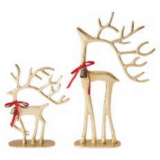 2 Piece Dramatic Sculpted Reindeer, Gold