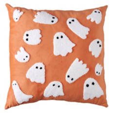 Halloween Pillow - Tufted Ghosts, Orange