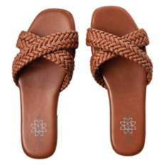 Ladies Woven Slide Sandals - Brown, 7