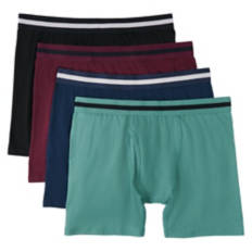 4 Pack Men's Boxer Briefs - Black/Navy/Bordeaux/Grey, M
