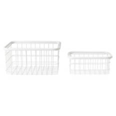 2 Pack Stacking Wire Storage Baskets, White