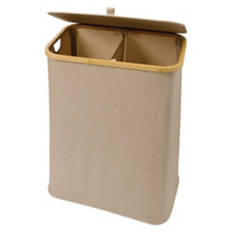 Bamboo Collapsible Hamper, Beige