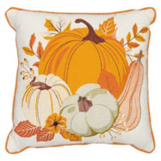 18" x 18" Harvest Decor Pillow - Pumpkin Trio