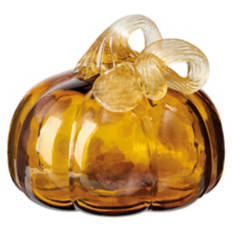 Handcrafted Glass Pumpkin, Amber Taupe