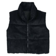 Ladies Corduroy Puffer Vest - Black, L