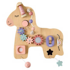 Wooden Busy Board Toy - Unicorn
