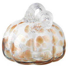 Handcrafted Glass Pumpkin, White & Bronze
