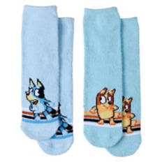 2 Pack Children's Cozy Slipper Socks - Bluey, 10-4