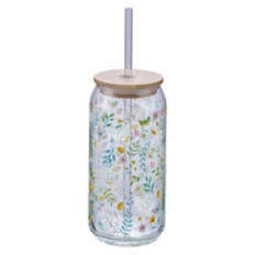 Glass Cup with Lid - Bunny & Chickens