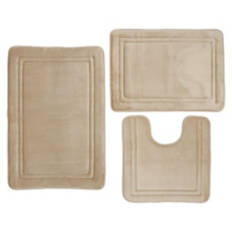 3 Piece Memory Foam Bath Mats, Tan