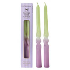 2 Pack Semi Twisted Taper Candles, Green/Purple