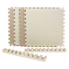 4 Pack Interlocking Foam Floor Tiles, Tan & Cream