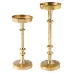 2 Pack Candle Holder, Gold Pillar