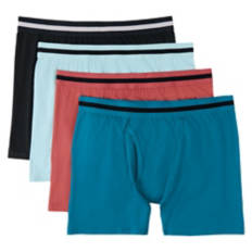 4 Pack Men's Boxer Briefs - Black/Teal/Blue/Red, L