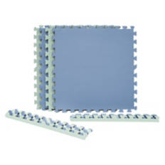 4 Pack Interlocking Floor Mats, Green/Blue Checkerboard