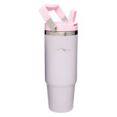 30 oz Stainless Steel Flip Top Straw Tumbler, Purple/Pink