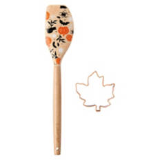Halloween Spatula with Cookie Cutter - Pumpkin with Leaf Cutter