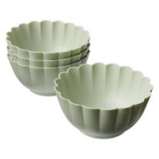 4 Pack Scalloped Dinnerware Bowls, Green