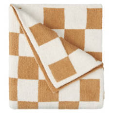 50" x 70" Ultra Cozy Knit Throw, Tan Checkerboard